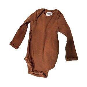 Mebie Baby Neutral Organic Ribbed Cotton Stretch Long-Sleeved Bodysuit 6-12 Mnth